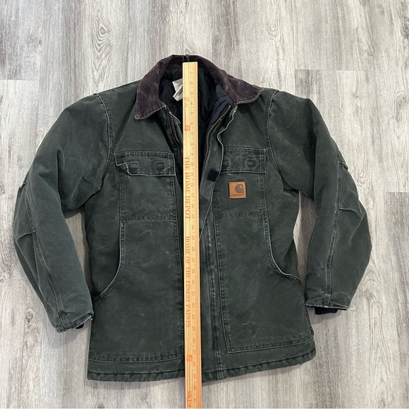 Vintage Carhartt Duck Canvas Jacket Quilted  Mens S Moss Green Barn Chore Arctic - Picture 10 of 15